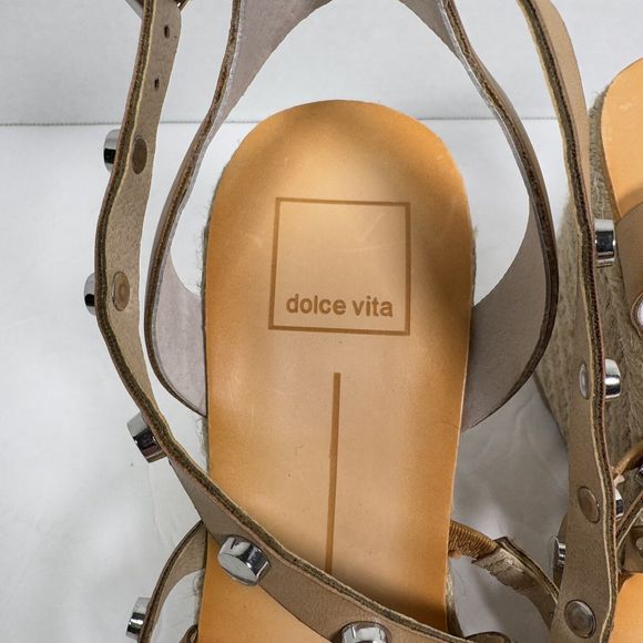 NEW Dolce Vita Maxton Espadrille Wedge Sandal Tan Square Toe Womens Size 7.5 - Picture 3 of 7